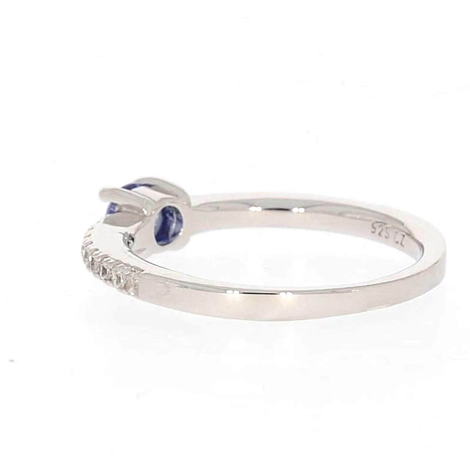 Sterling Silver with Blue Cubic Zirconia Stacker Ring