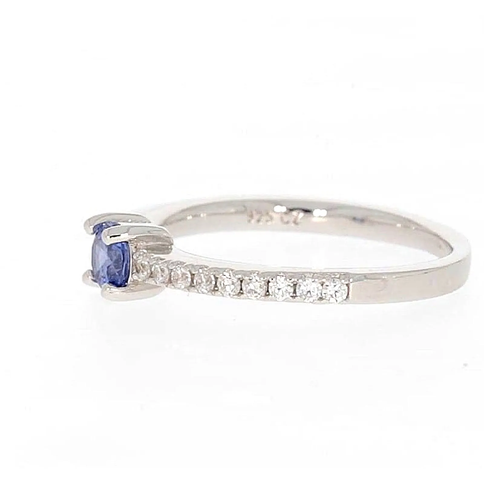 Sterling Silver with Blue Cubic Zirconia Stacker Ring