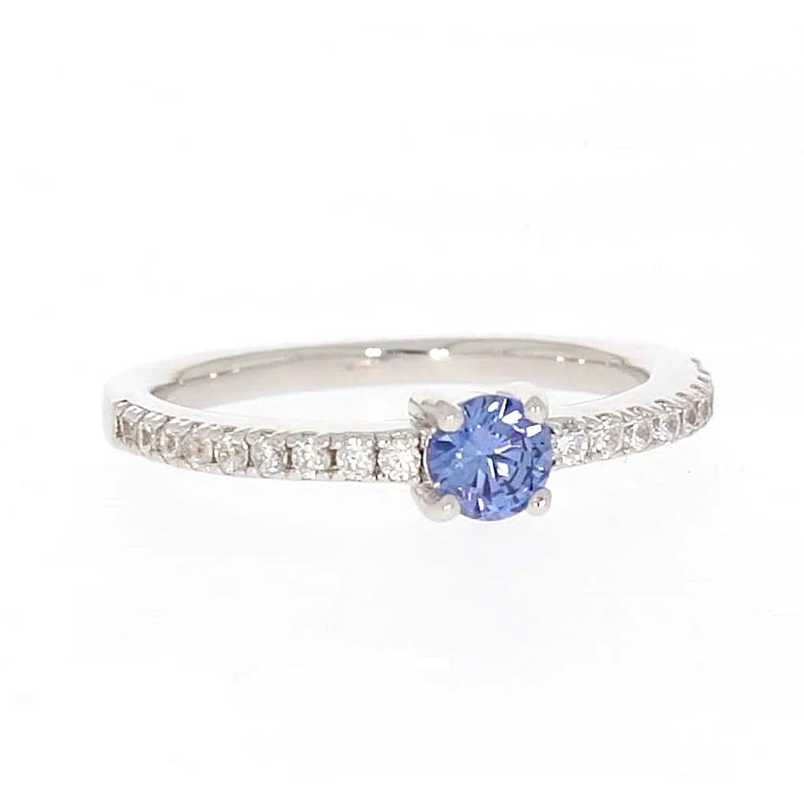 Sterling Silver with Blue Cubic Zirconia Stacker Ring