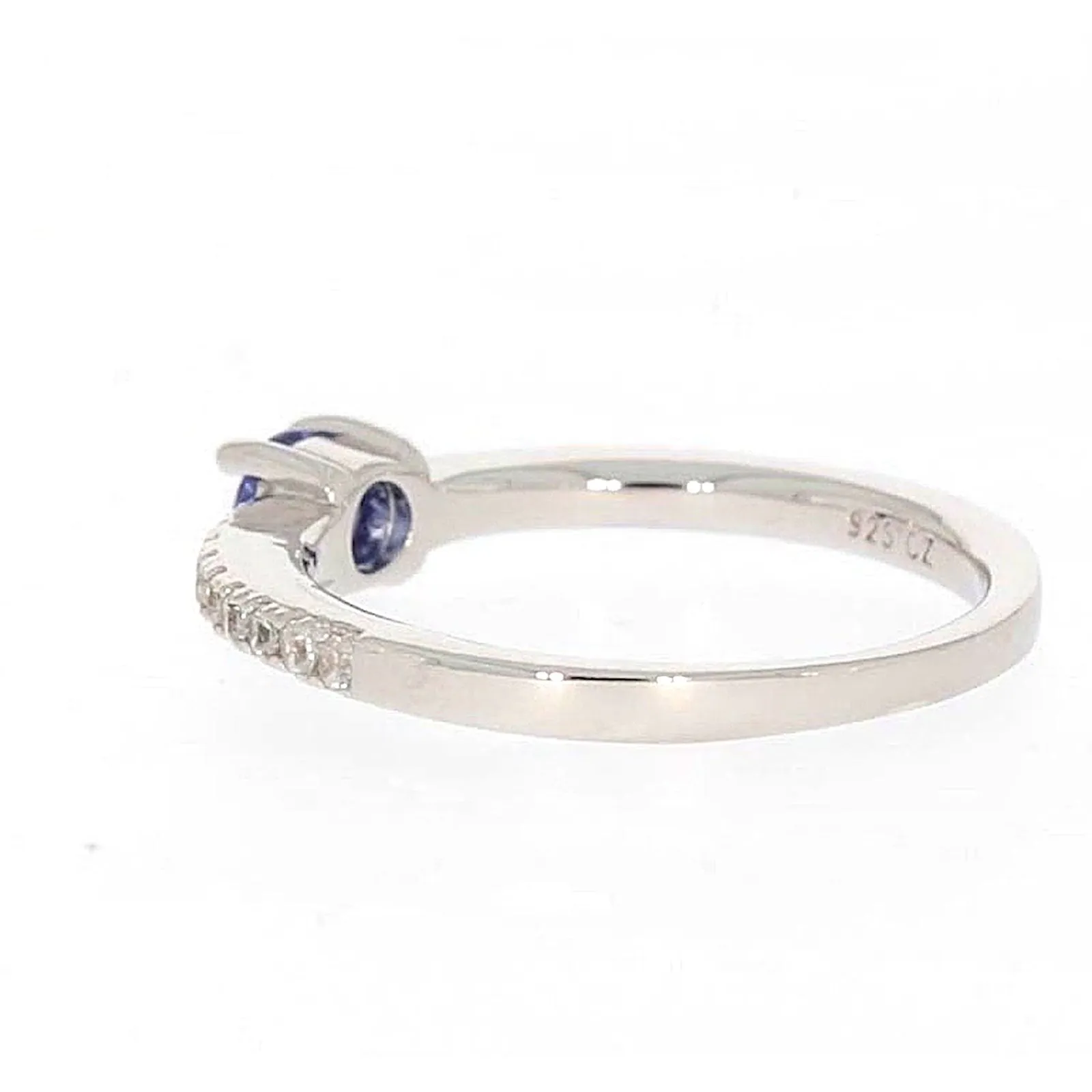 Sterling Silver with Blue Cubic Zirconia Stacker Ring