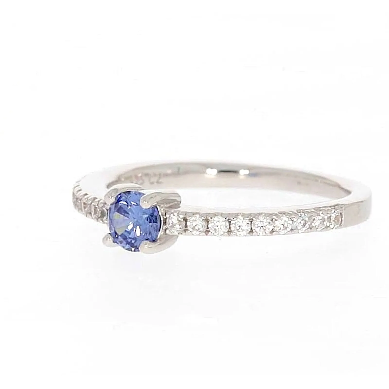 Sterling Silver with Blue Cubic Zirconia Stacker Ring