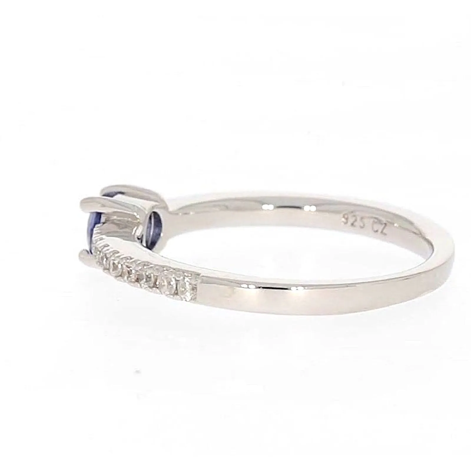 Sterling Silver with Blue Cubic Zirconia Stacker Ring