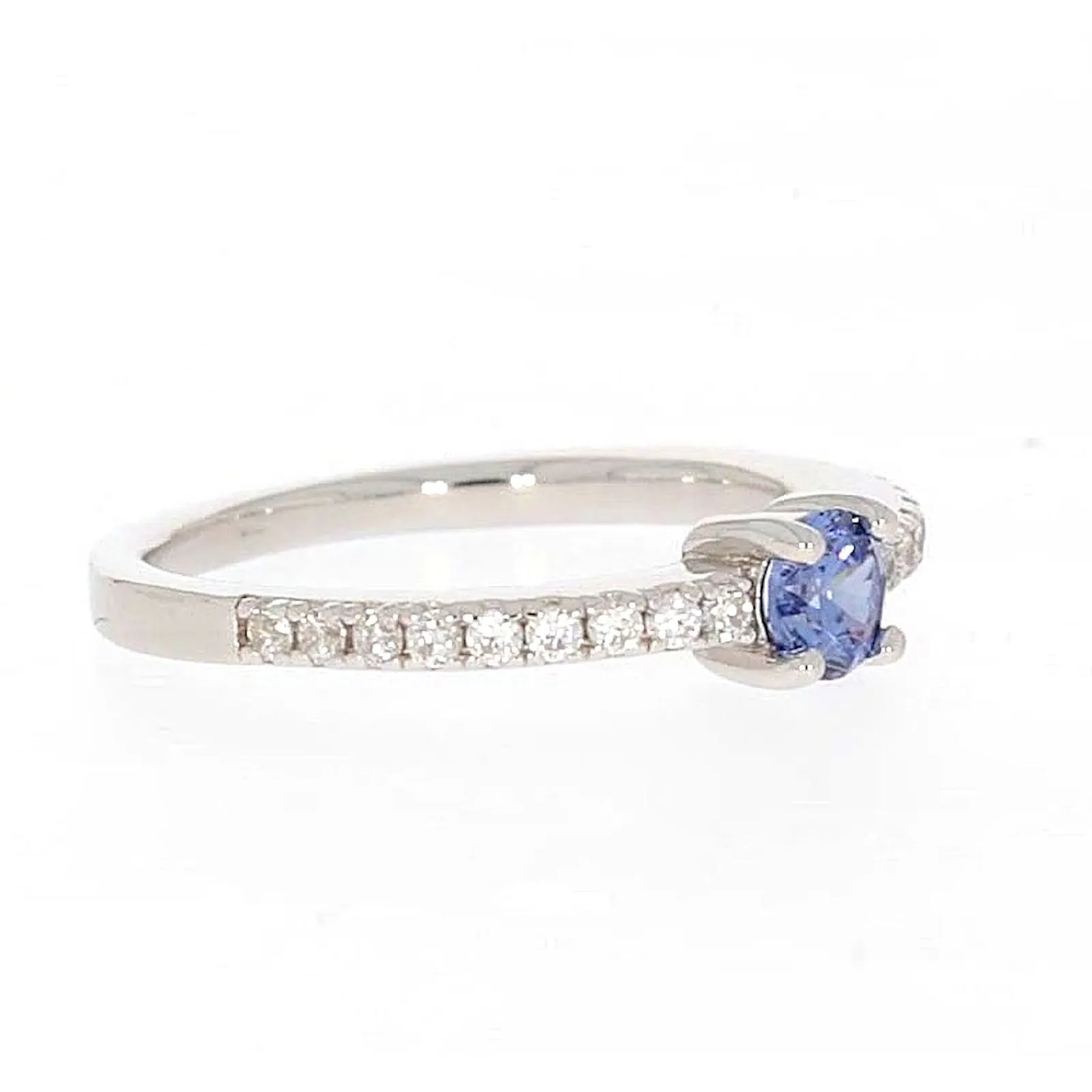 Sterling Silver with Blue Cubic Zirconia Stacker Ring