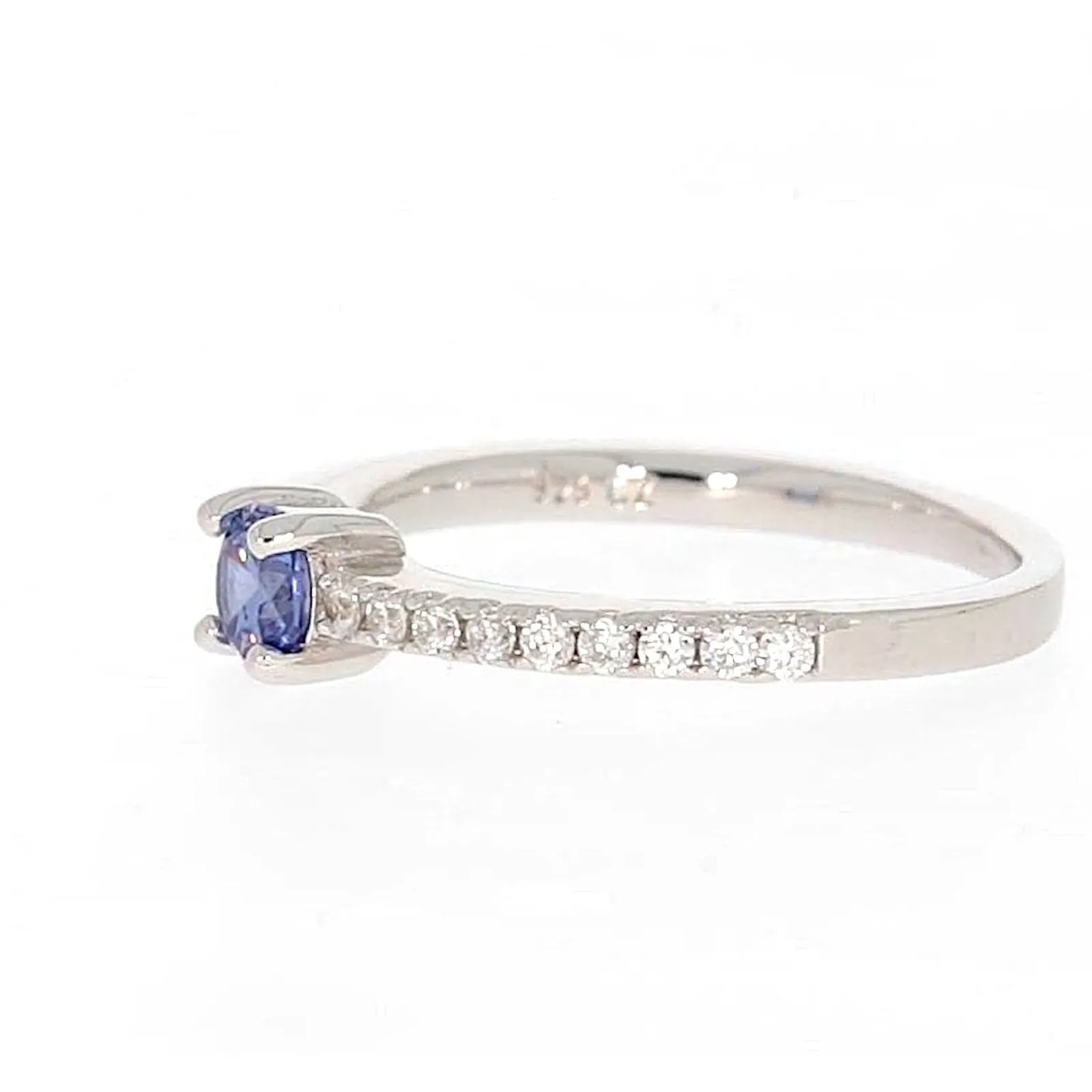 Sterling Silver with Blue Cubic Zirconia Stacker Ring