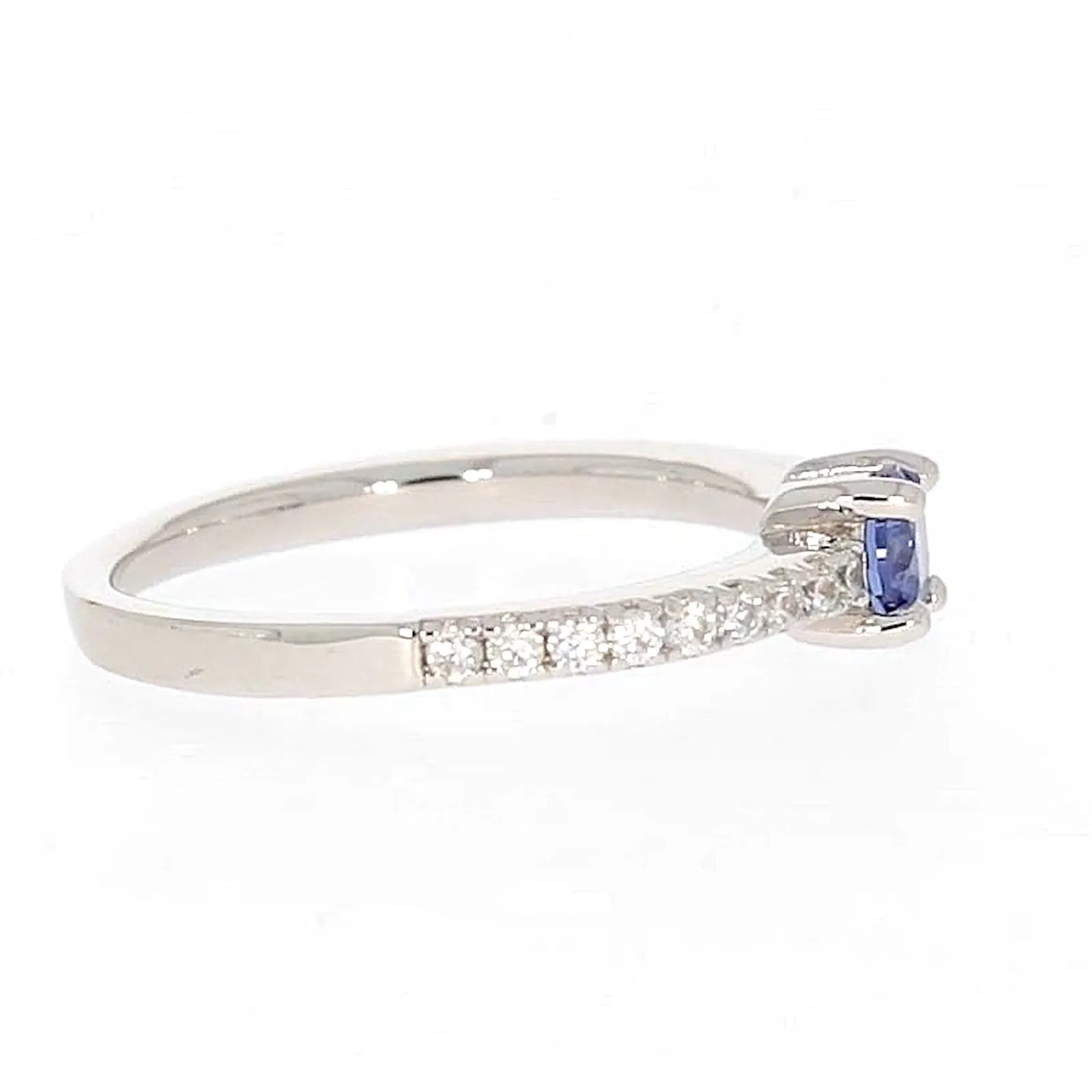 Sterling Silver with Blue Cubic Zirconia Stacker Ring