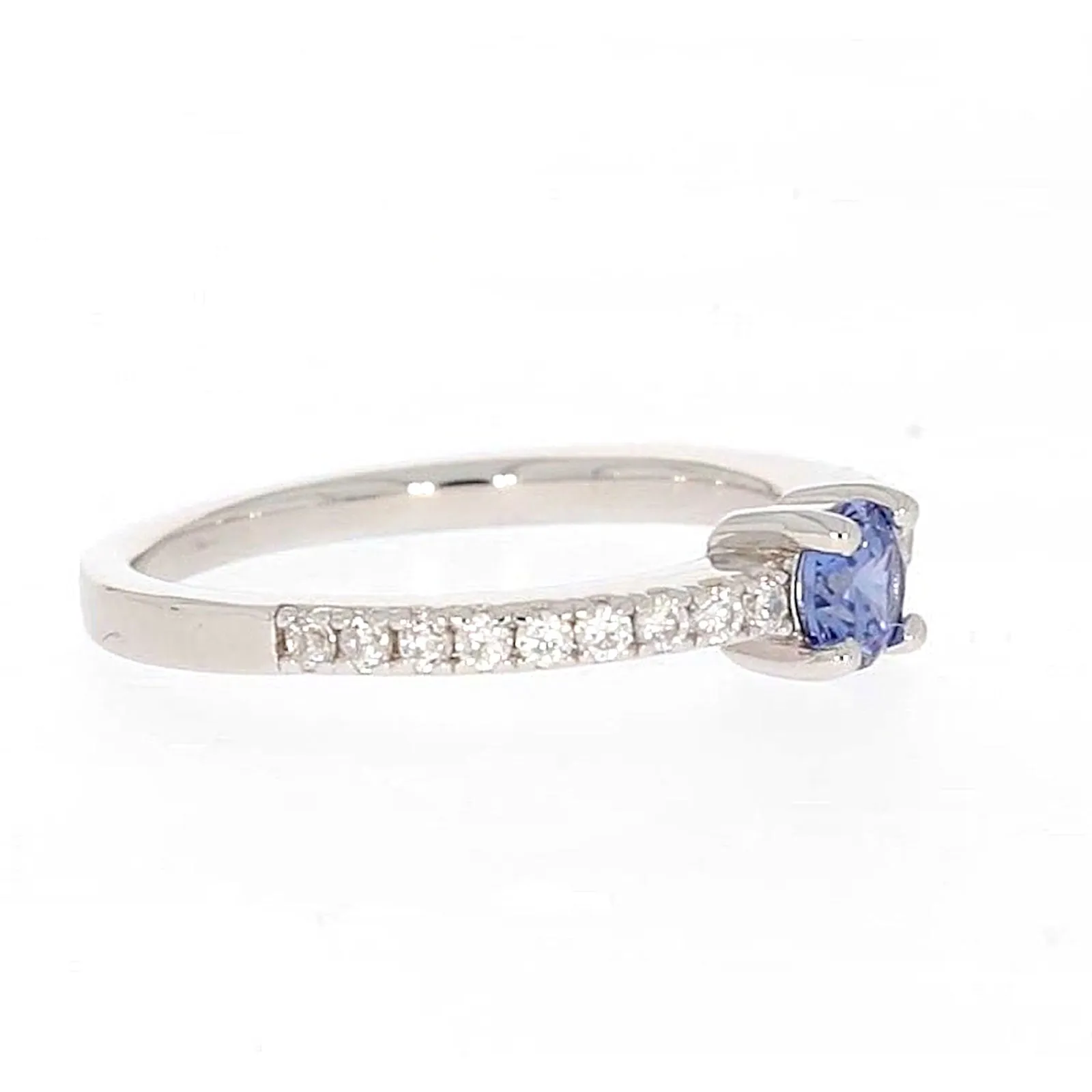 Sterling Silver with Blue Cubic Zirconia Stacker Ring