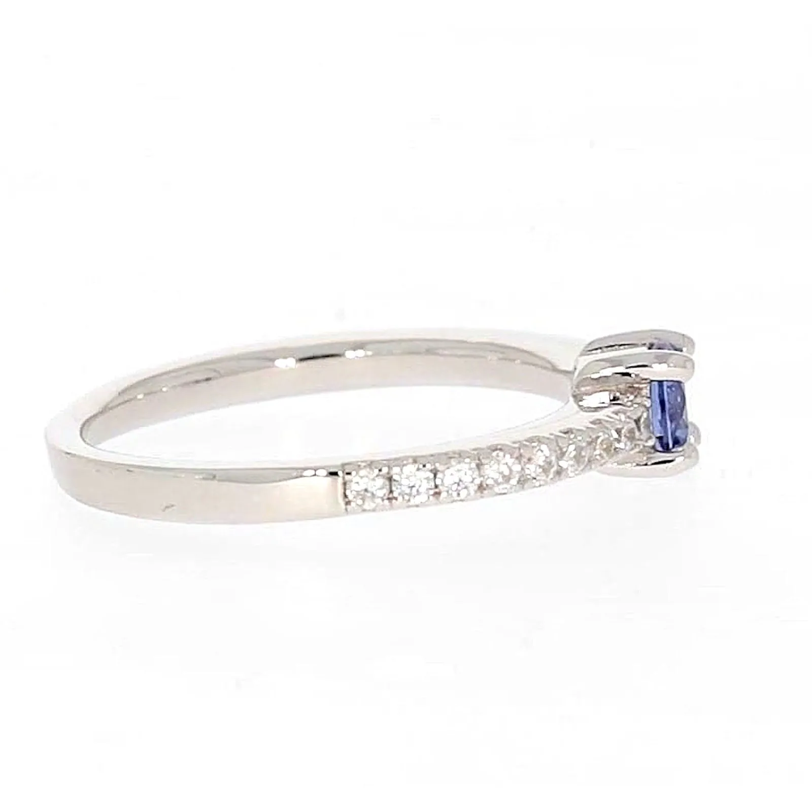 Sterling Silver with Blue Cubic Zirconia Stacker Ring