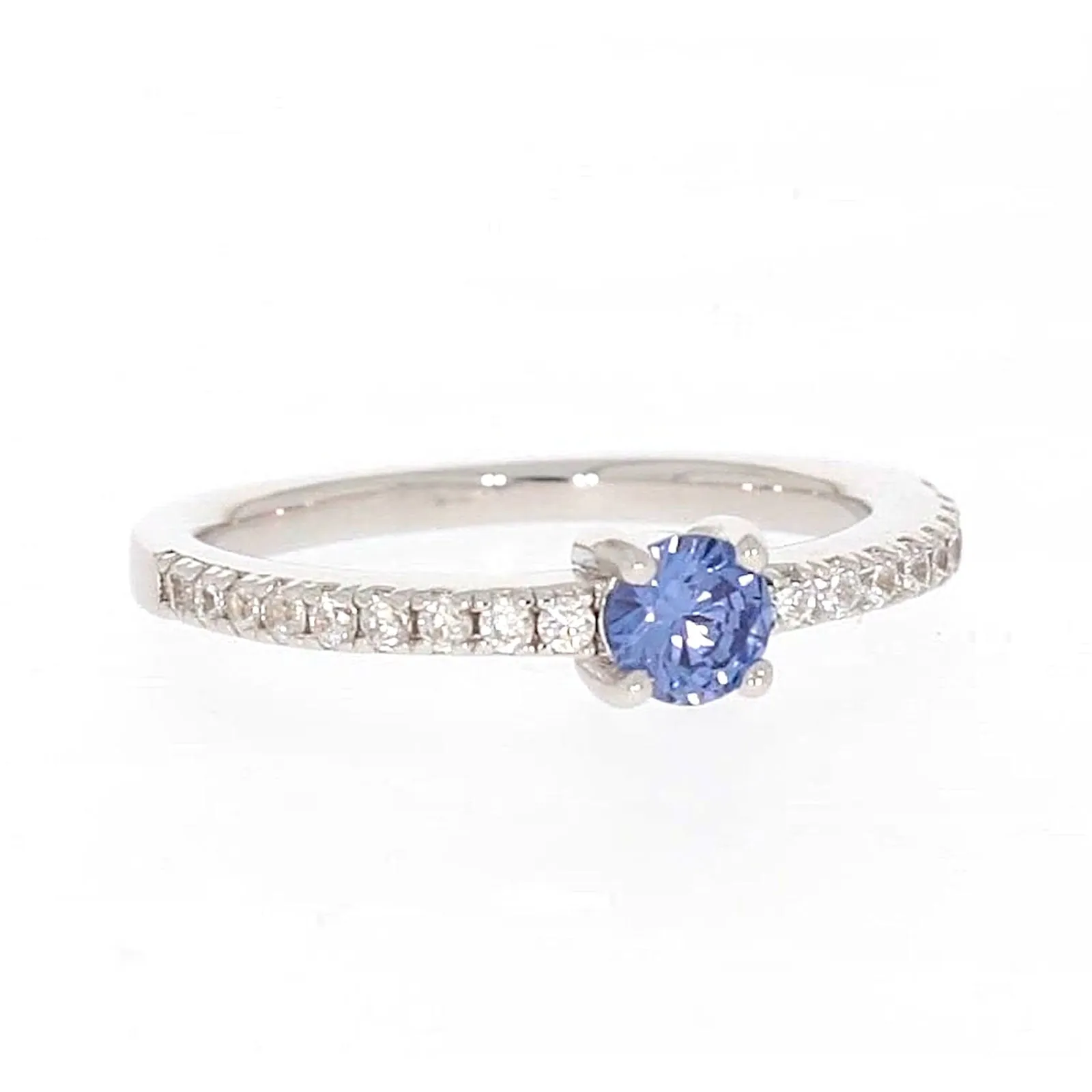 Sterling Silver with Blue Cubic Zirconia Stacker Ring