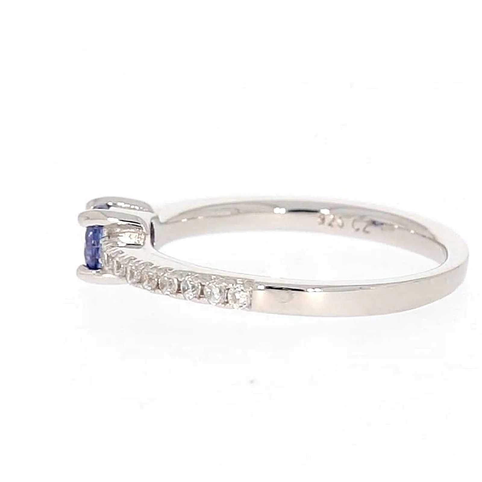 Sterling Silver with Blue Cubic Zirconia Stacker Ring