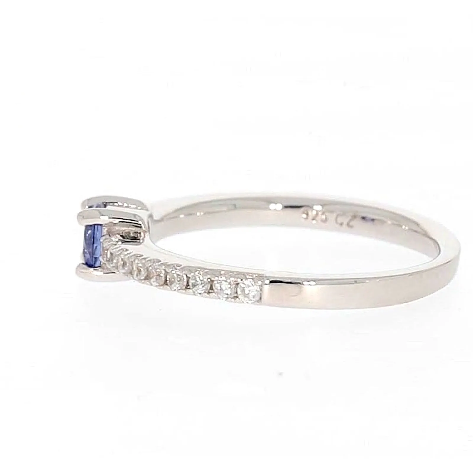 Sterling Silver with Blue Cubic Zirconia Stacker Ring