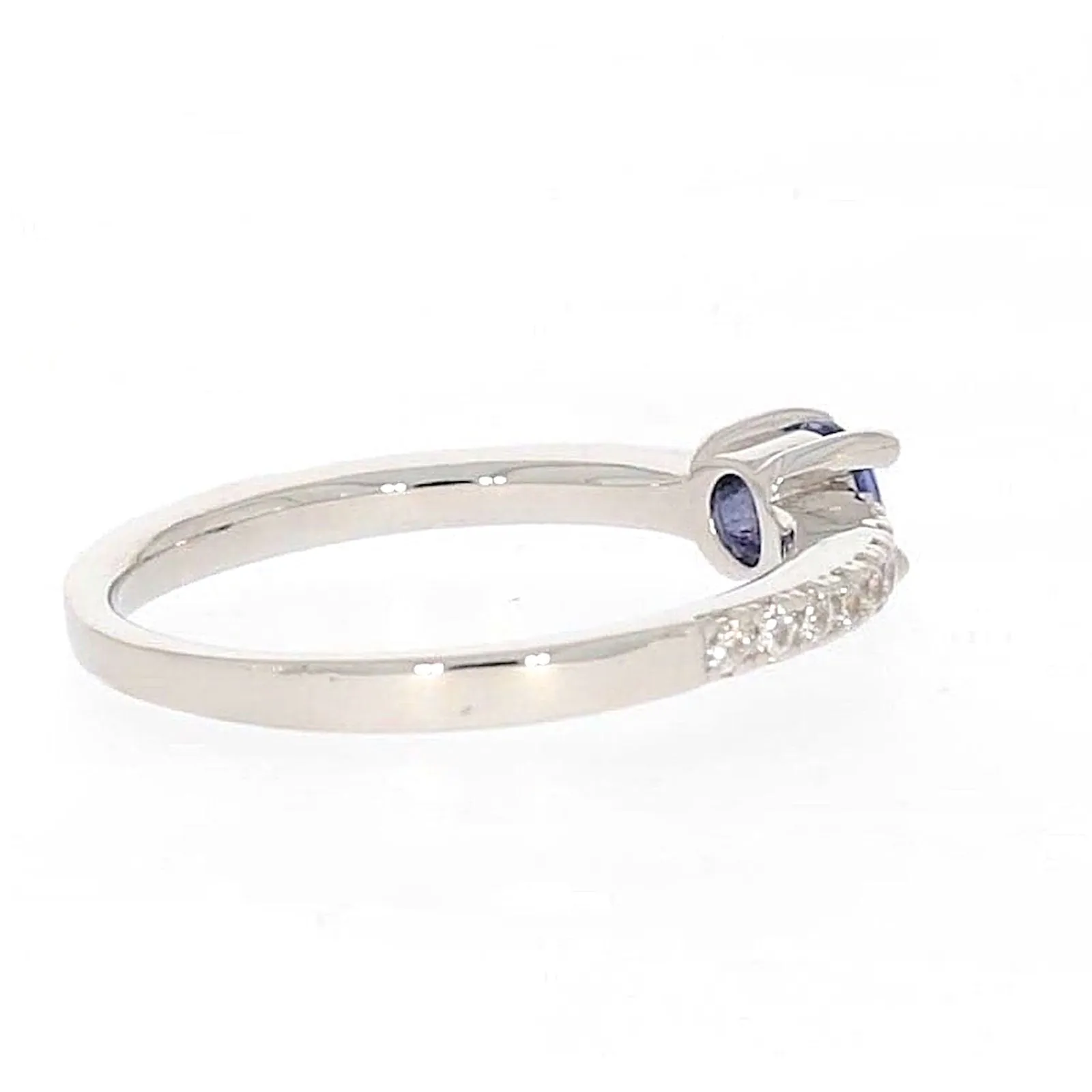 Sterling Silver with Blue Cubic Zirconia Stacker Ring