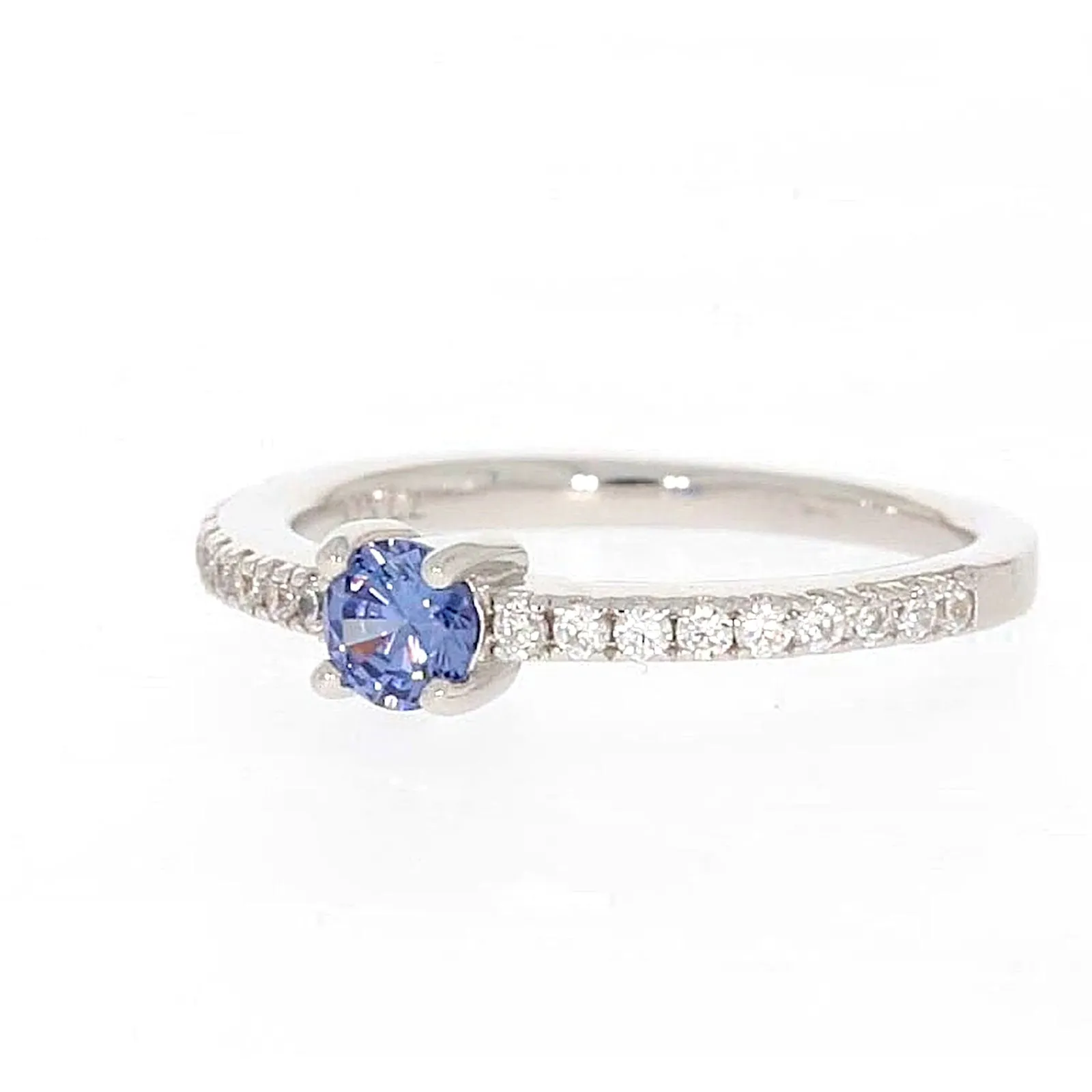 Sterling Silver with Blue Cubic Zirconia Stacker Ring