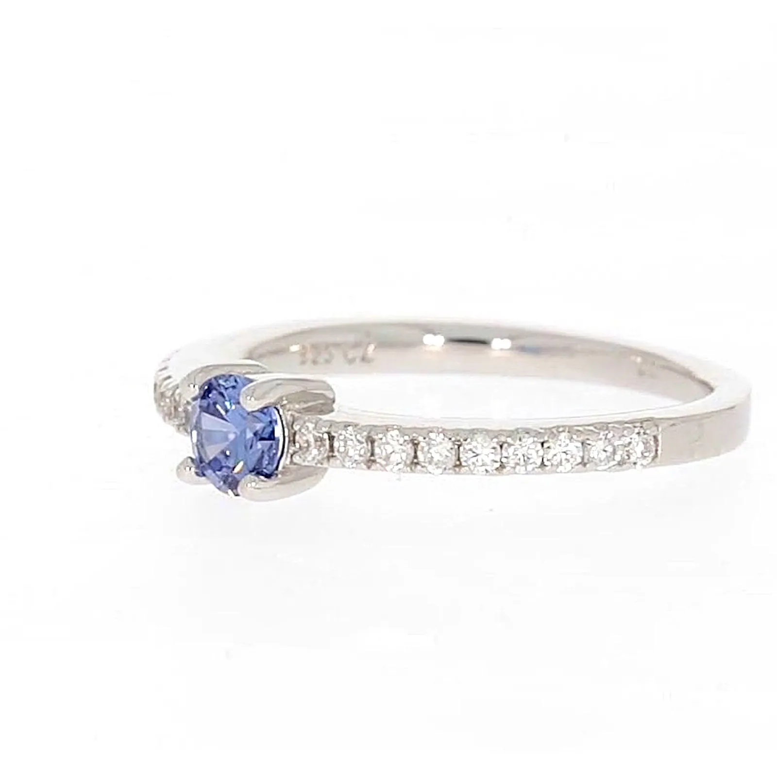 Sterling Silver with Blue Cubic Zirconia Stacker Ring