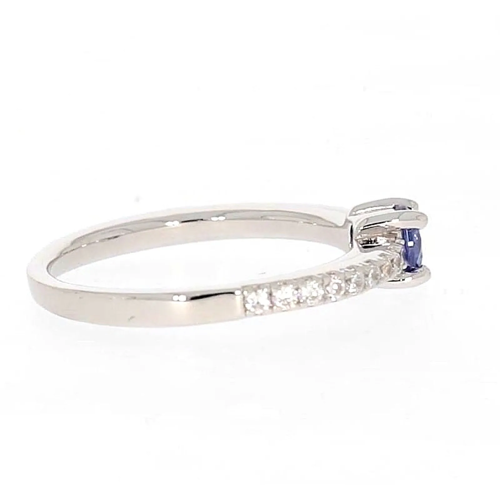 Sterling Silver with Blue Cubic Zirconia Stacker Ring