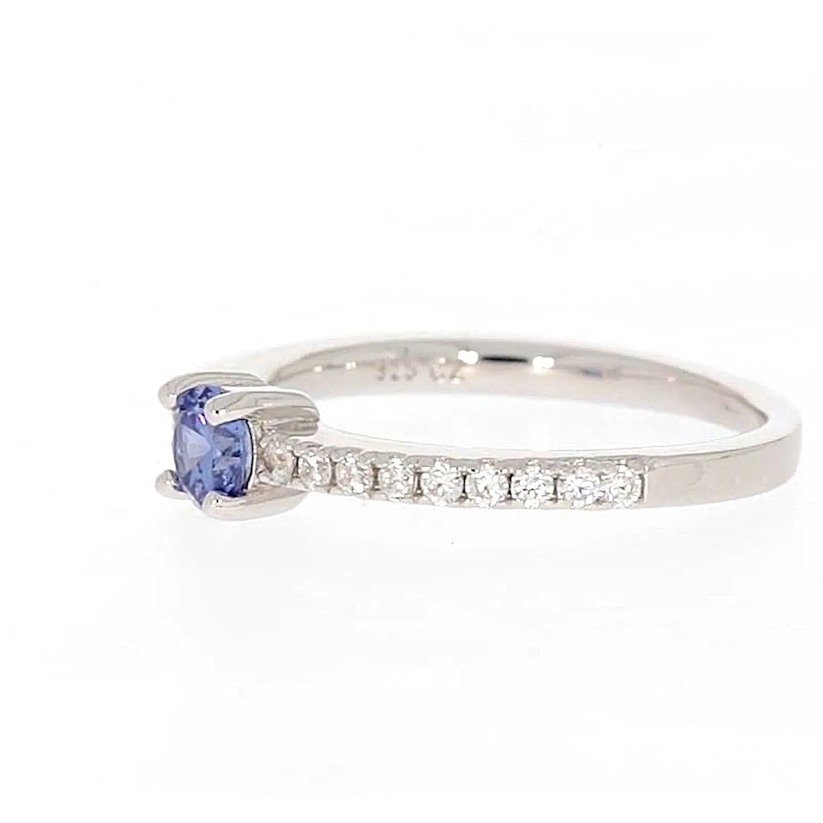 Sterling Silver with Blue Cubic Zirconia Stacker Ring