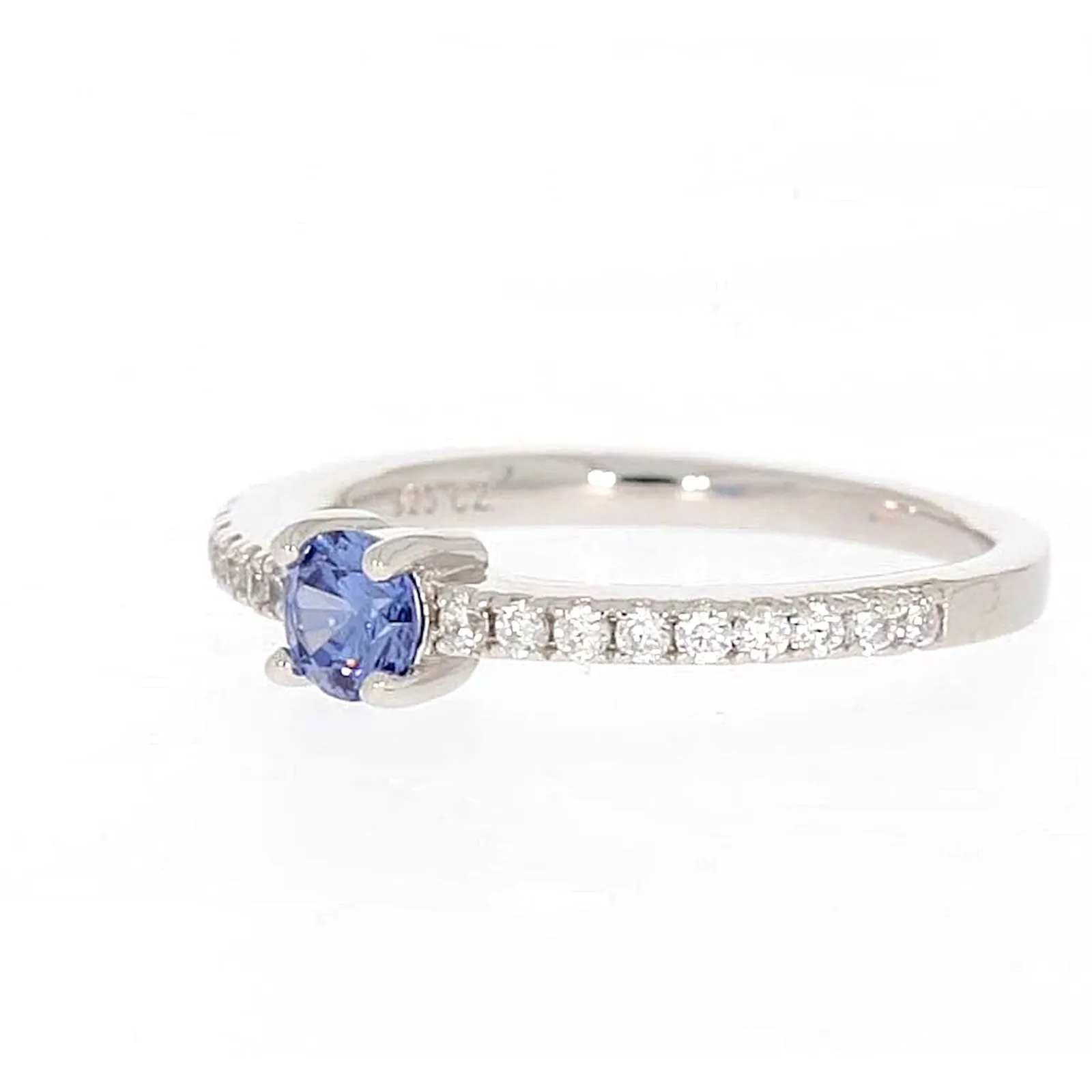 Sterling Silver with Blue Cubic Zirconia Stacker Ring