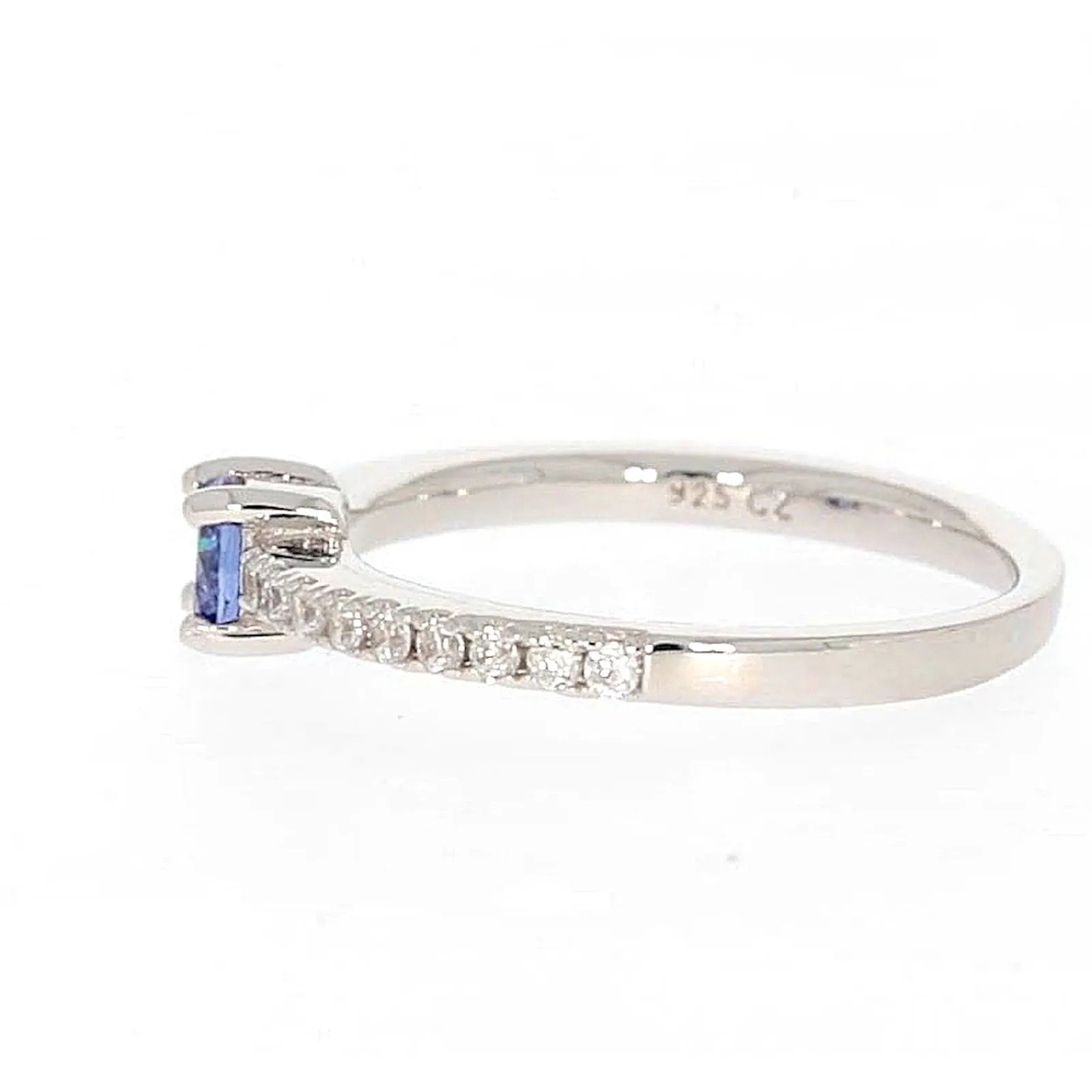 Sterling Silver with Blue Cubic Zirconia Stacker Ring