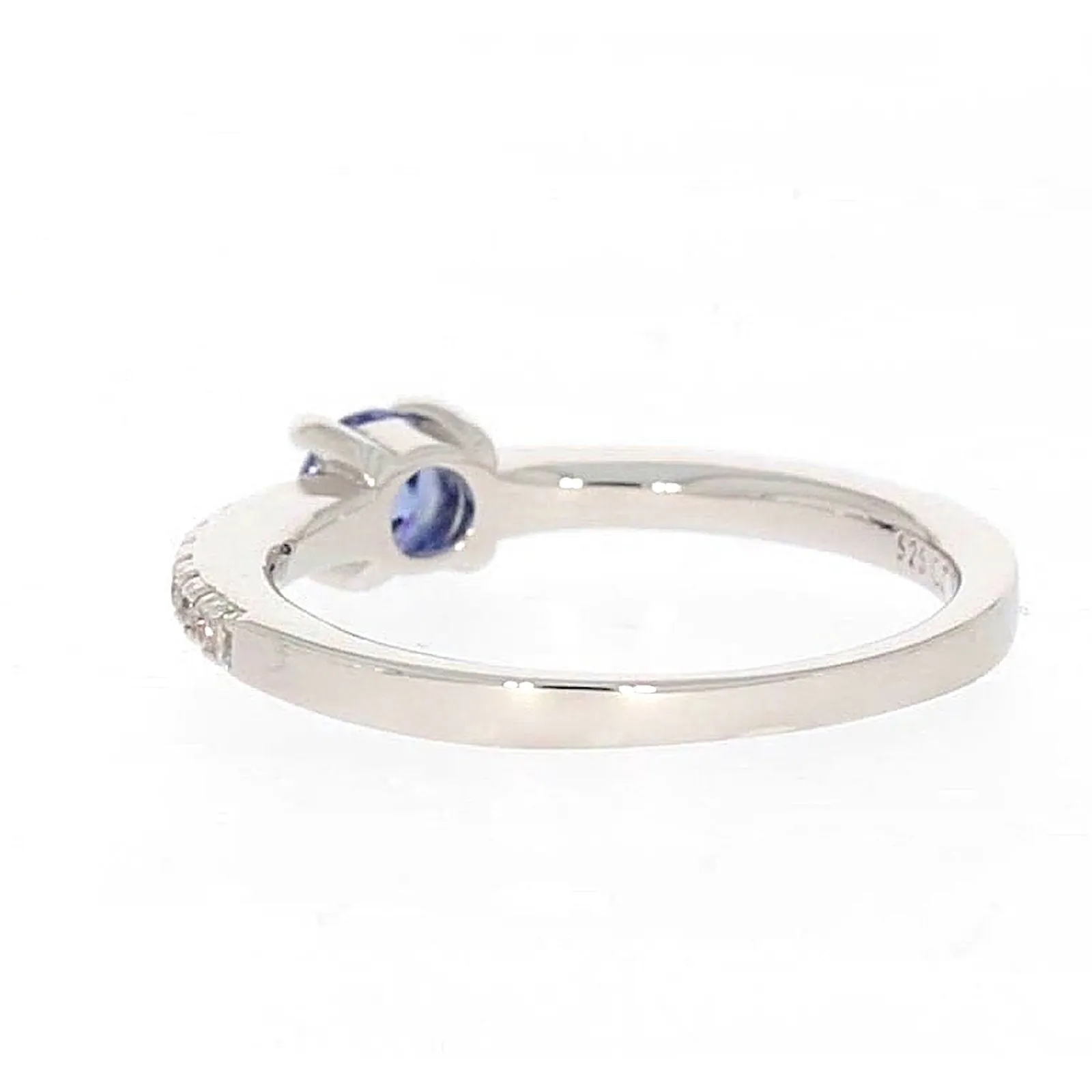 Sterling Silver with Blue Cubic Zirconia Stacker Ring