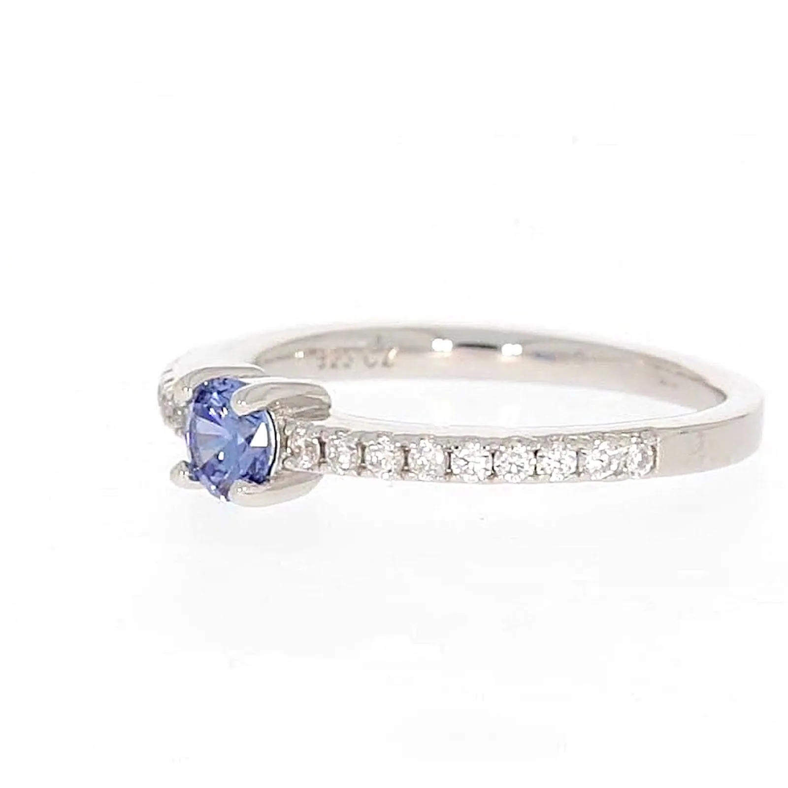 Sterling Silver with Blue Cubic Zirconia Stacker Ring