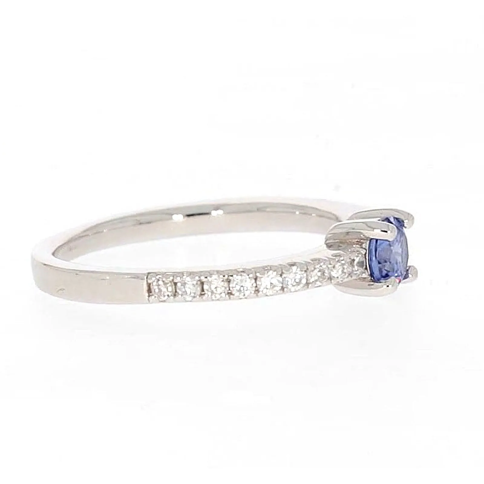 Sterling Silver with Blue Cubic Zirconia Stacker Ring