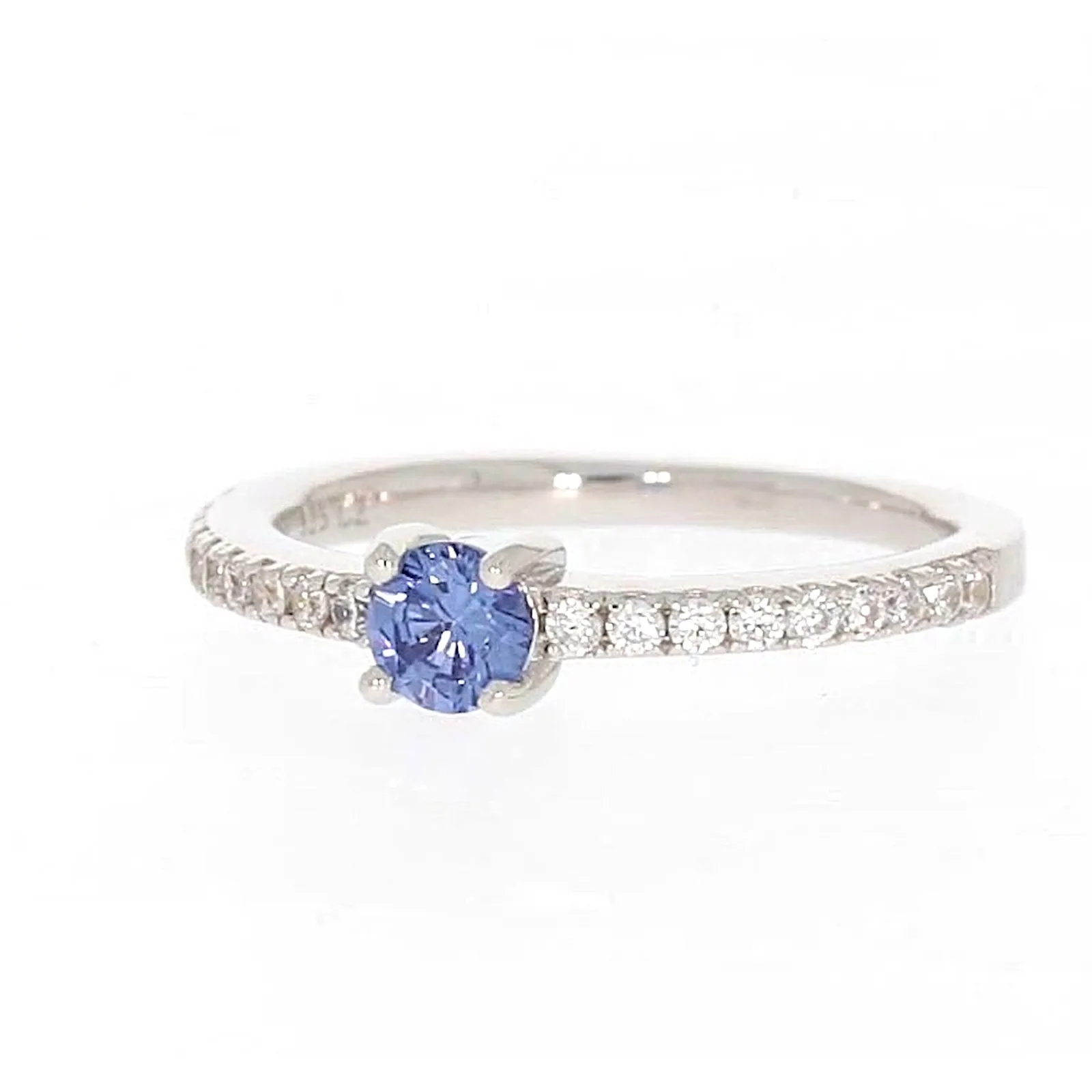 Sterling Silver with Blue Cubic Zirconia Stacker Ring