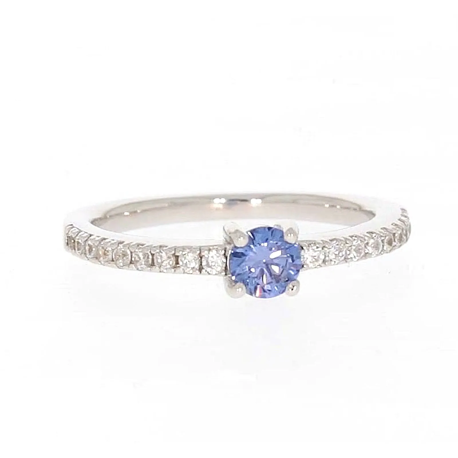 Sterling Silver with Blue Cubic Zirconia Stacker Ring