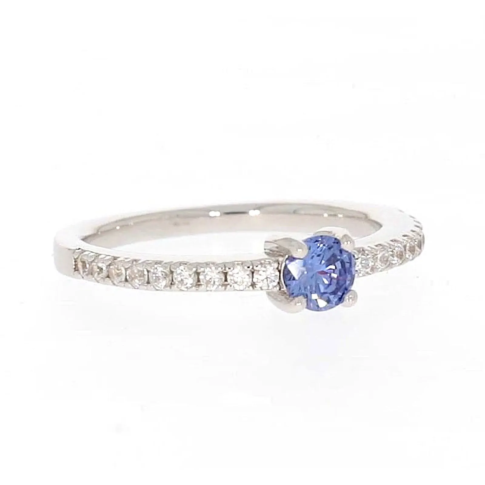 Sterling Silver with Blue Cubic Zirconia Stacker Ring