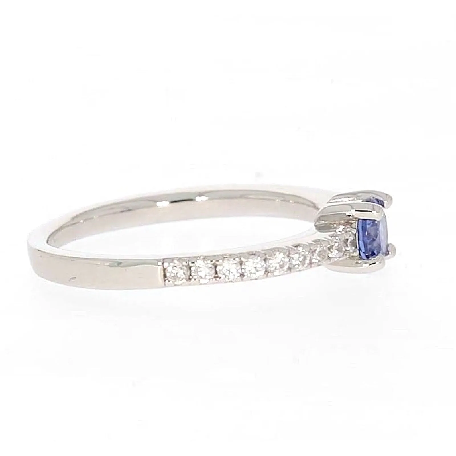 Sterling Silver with Blue Cubic Zirconia Stacker Ring