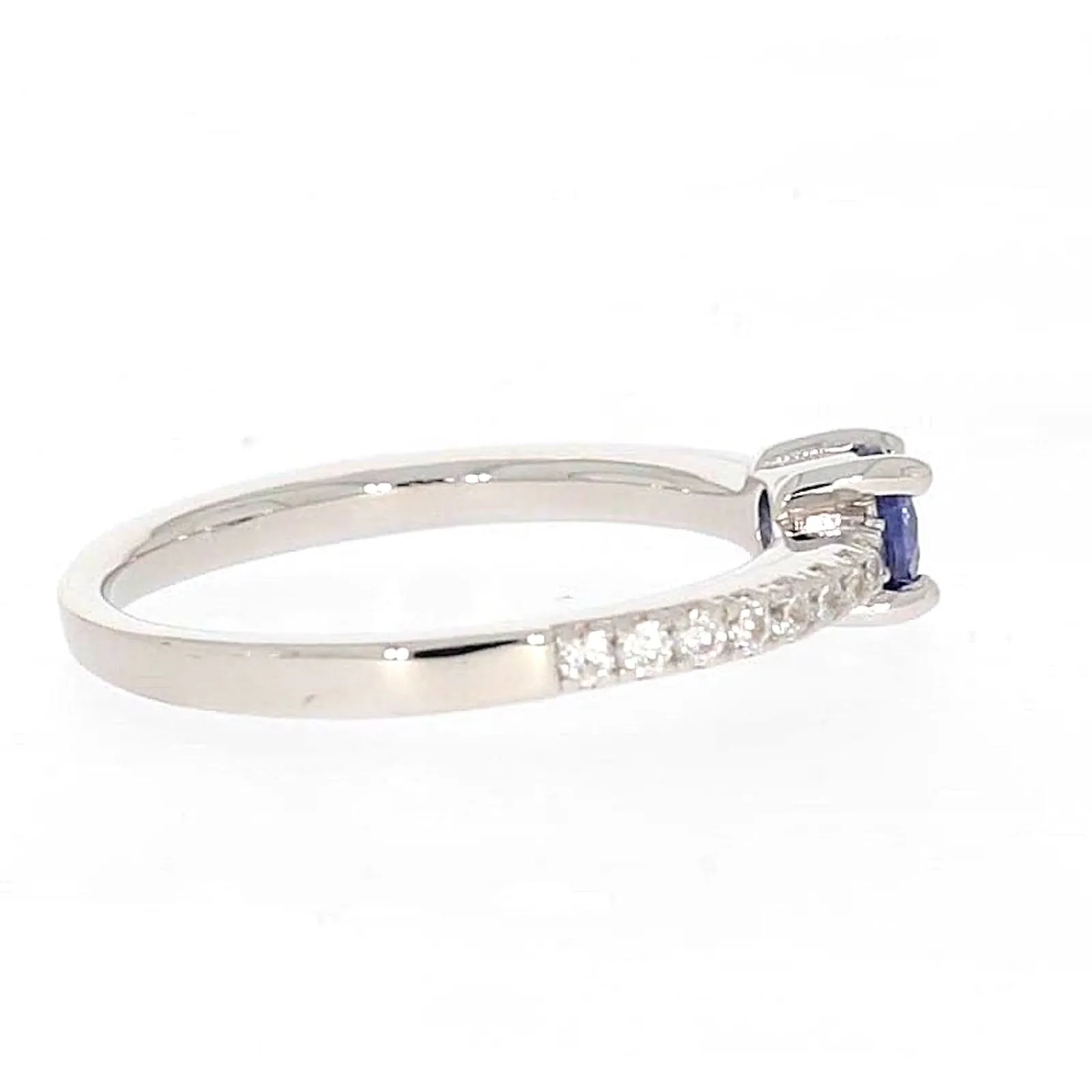 Sterling Silver with Blue Cubic Zirconia Stacker Ring