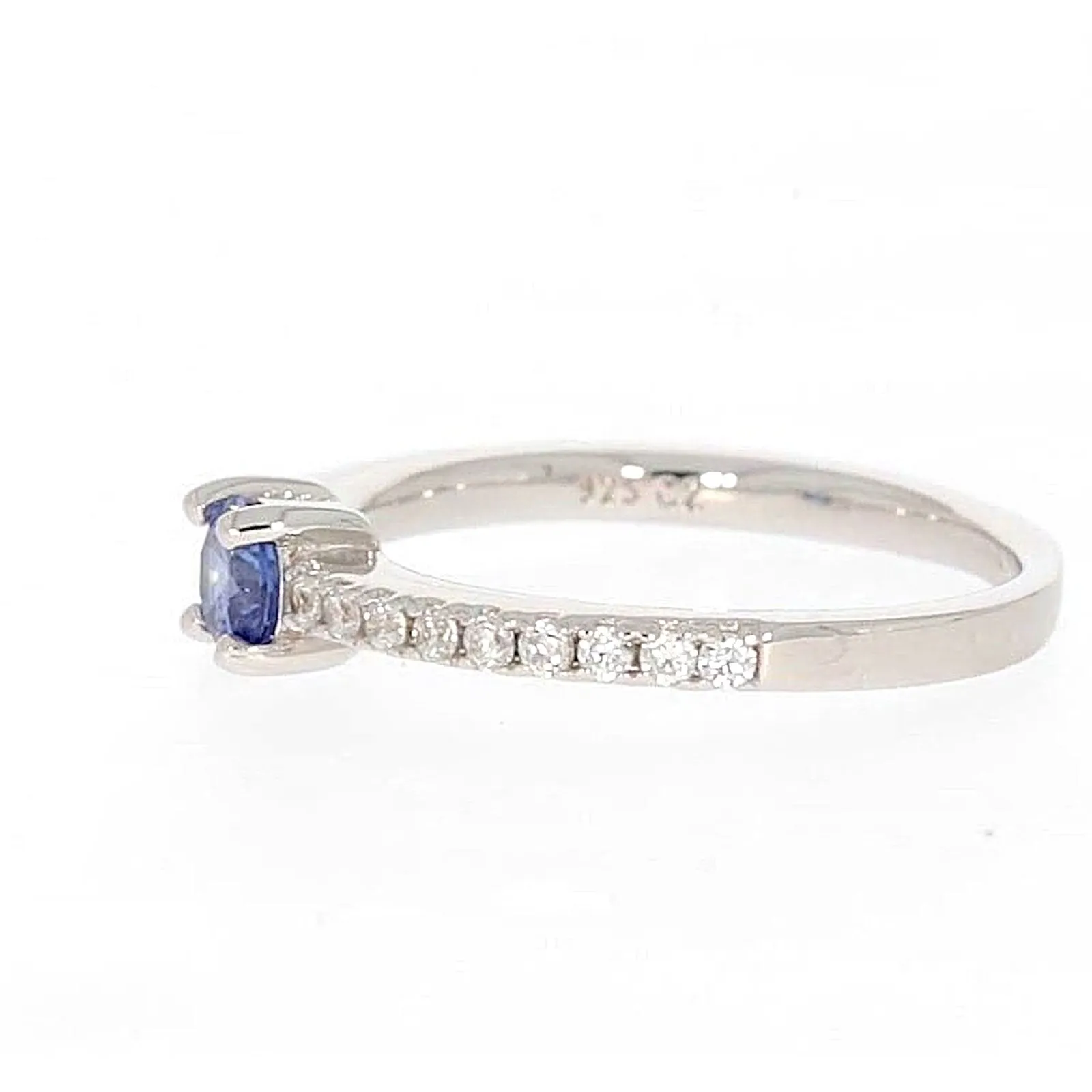 Sterling Silver with Blue Cubic Zirconia Stacker Ring