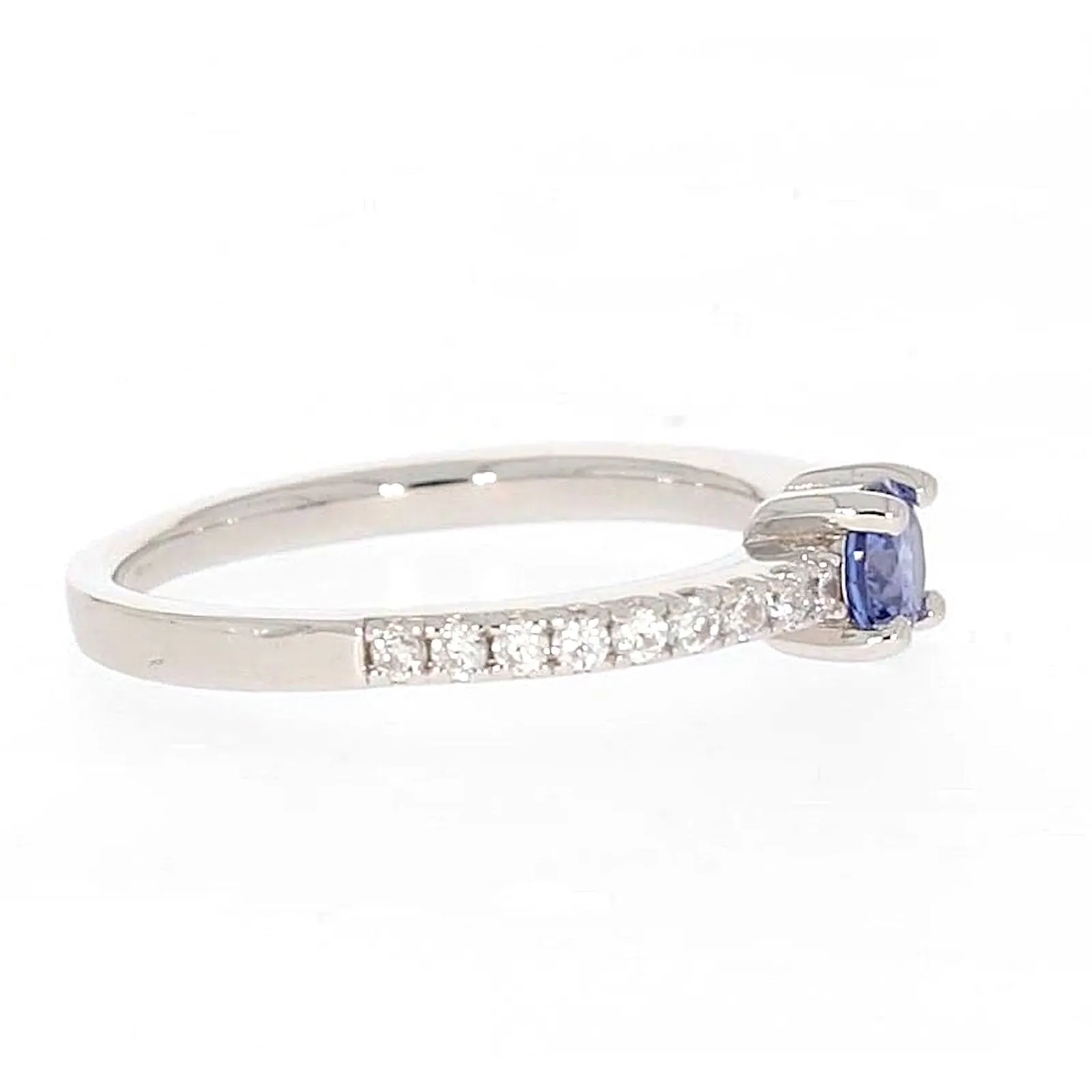 Sterling Silver with Blue Cubic Zirconia Stacker Ring