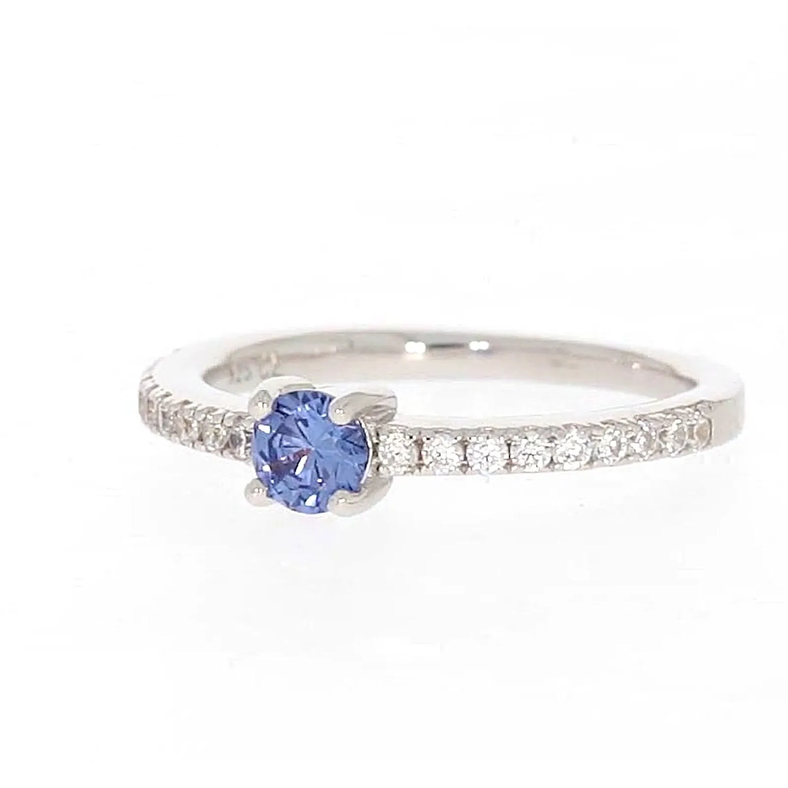 Sterling Silver with Blue Cubic Zirconia Stacker Ring