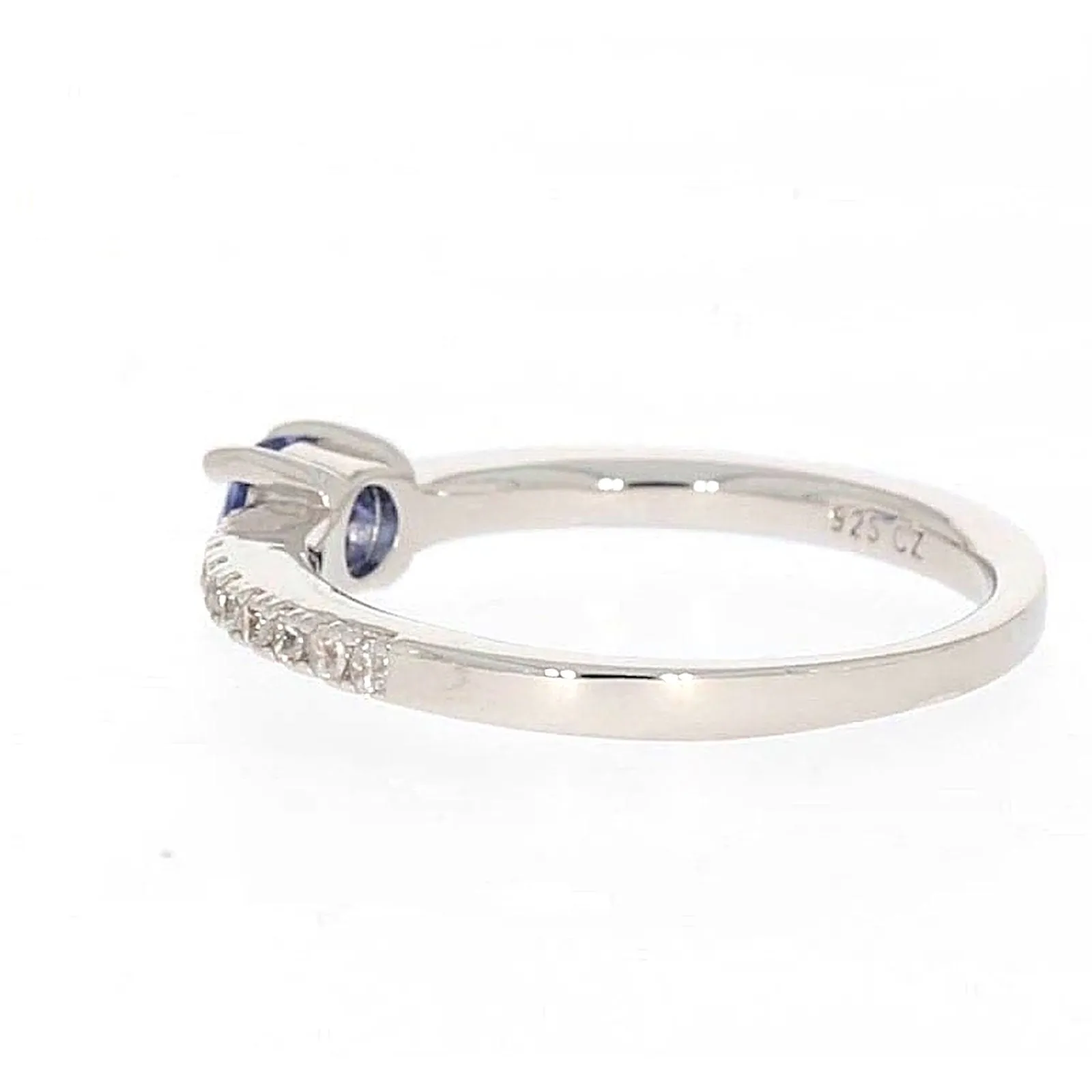 Sterling Silver with Blue Cubic Zirconia Stacker Ring