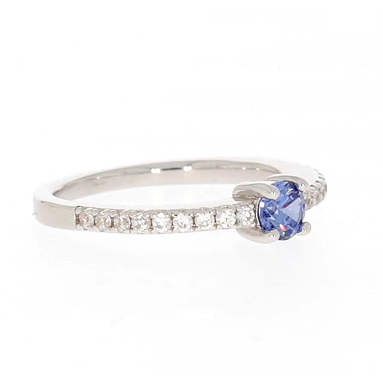 Sterling Silver with Blue Cubic Zirconia Stacker Ring