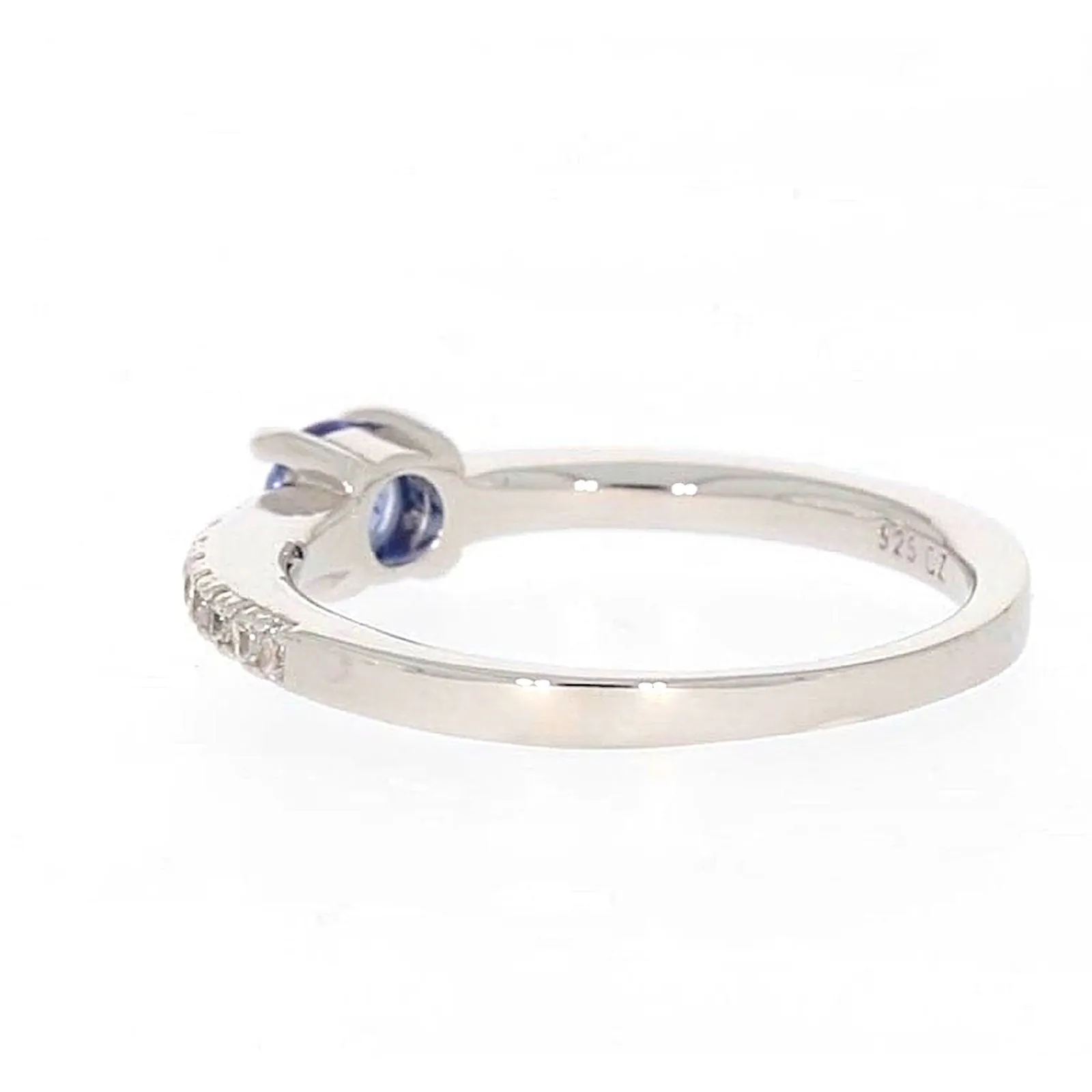 Sterling Silver with Blue Cubic Zirconia Stacker Ring