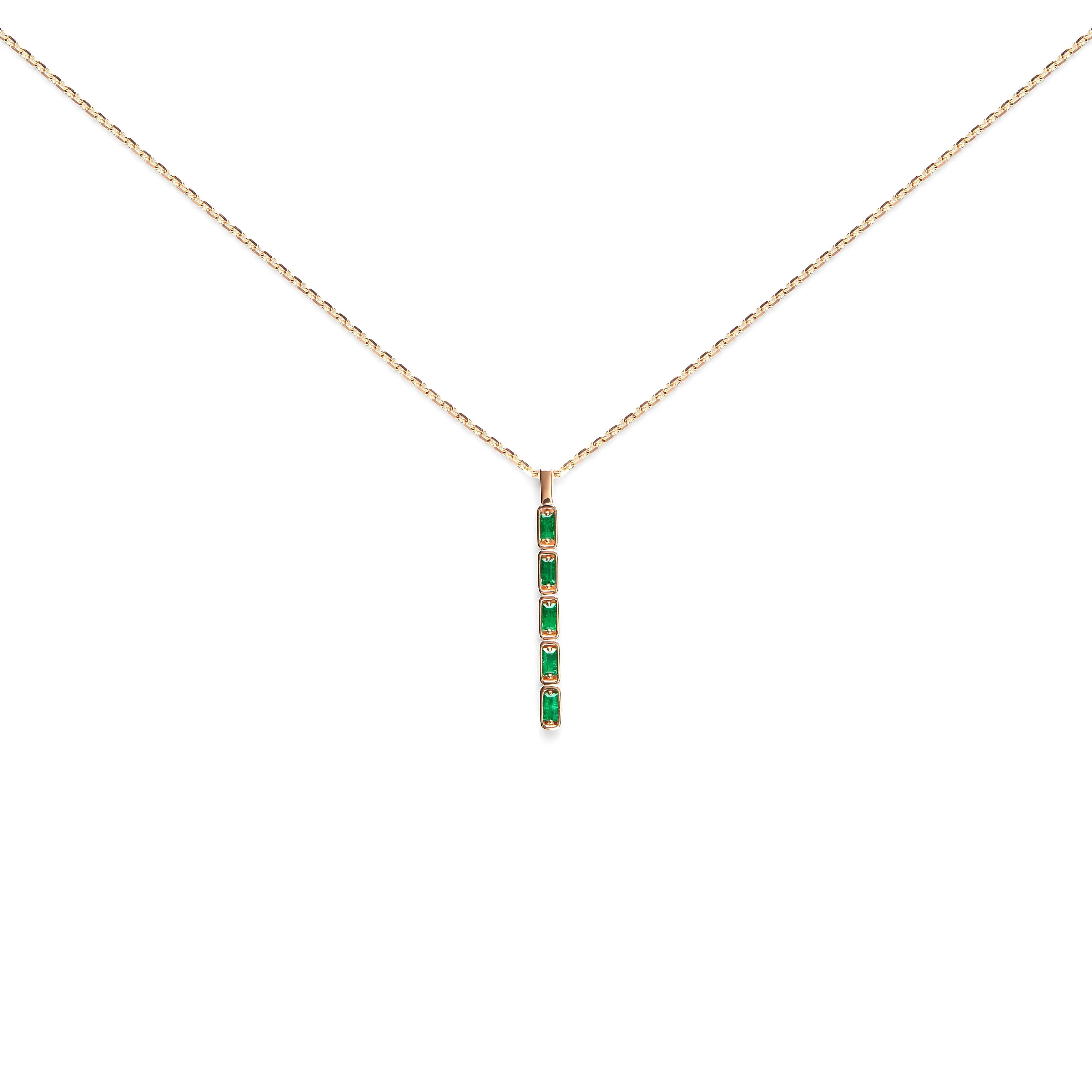 Suzanne Kalan - Women's Emerald Baguette Necklace - (Yellow Gold)