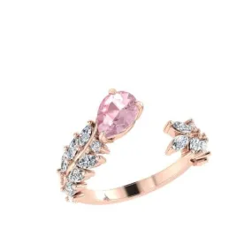 Sweeping Ivy Diamond Ring with Morganite