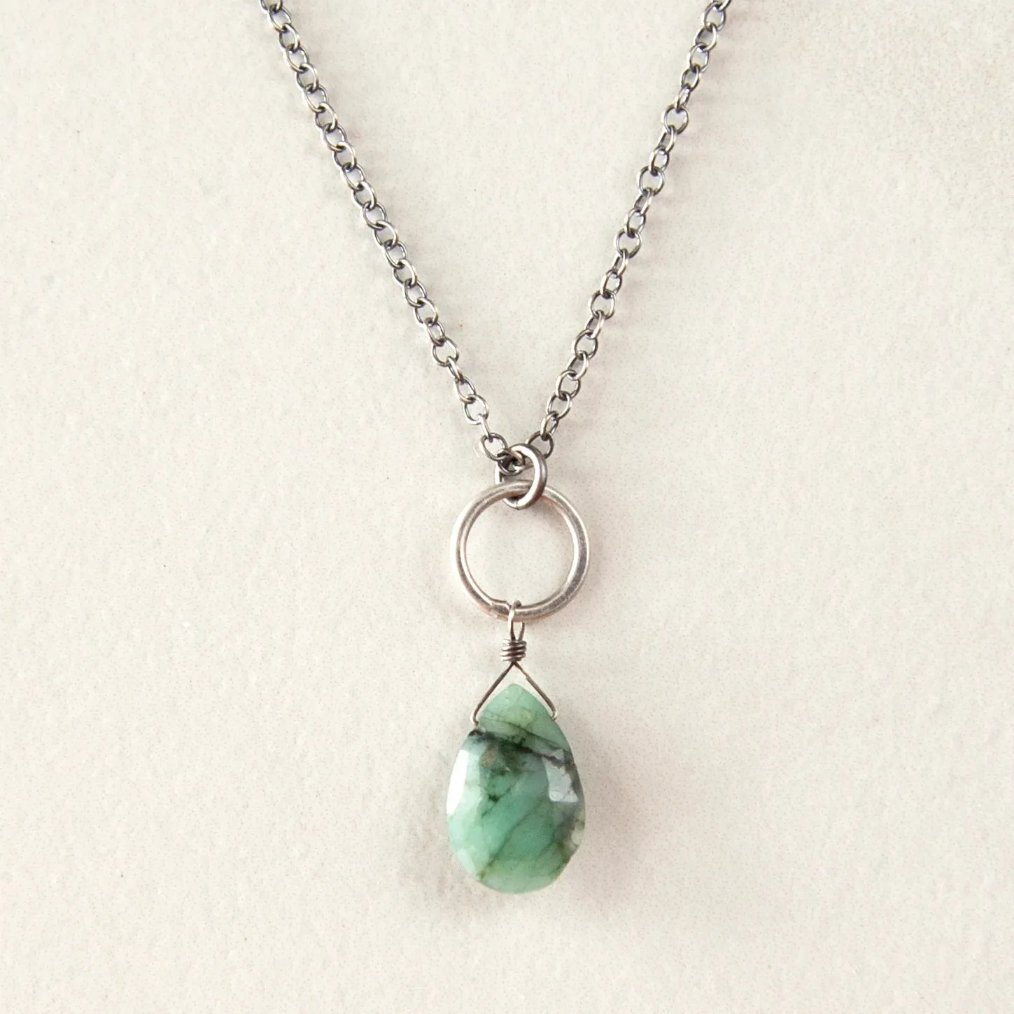 Tasi Delicate Necklace with Faceted Emerald