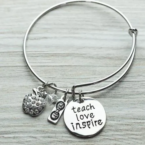 Teacher Love Inspire Bangle Bracelet