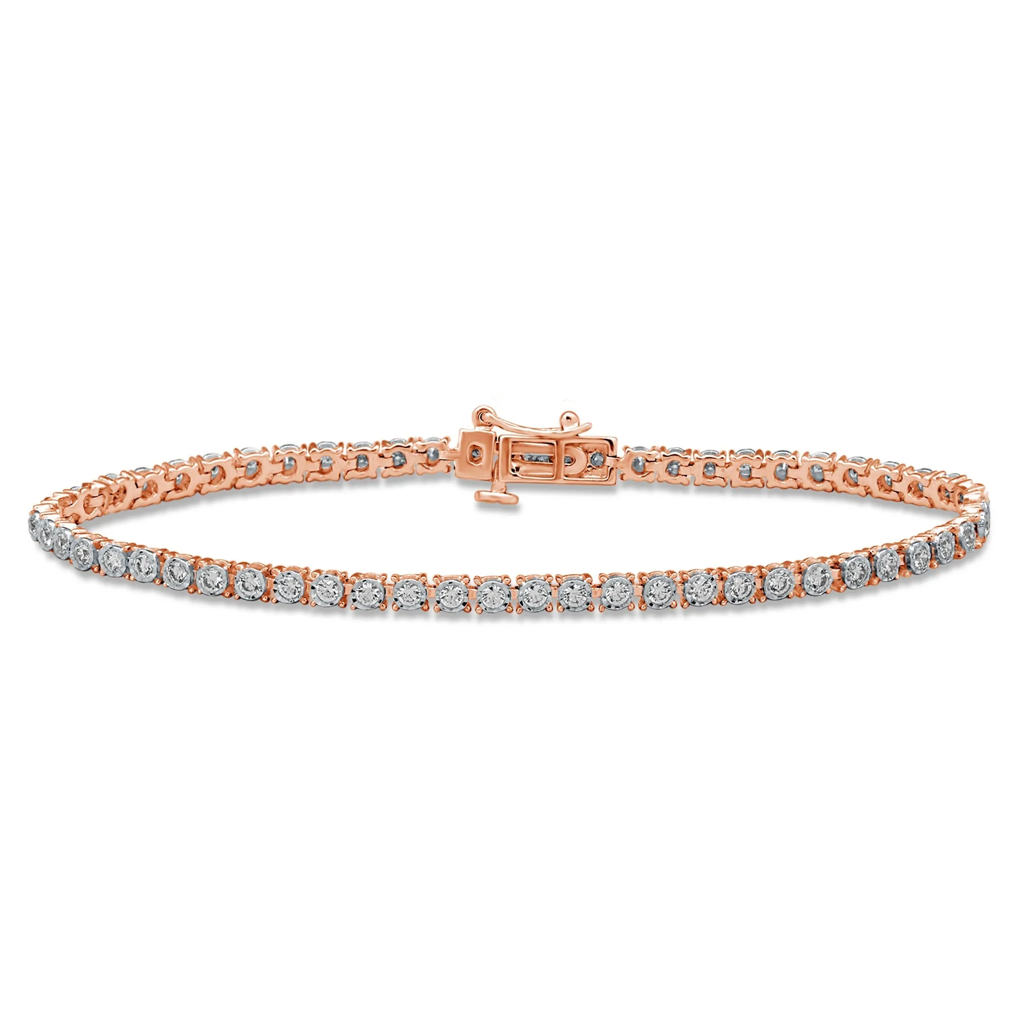 Tennis Bracelet with 1.25ct of Diamonds in 9ct Rose Gold