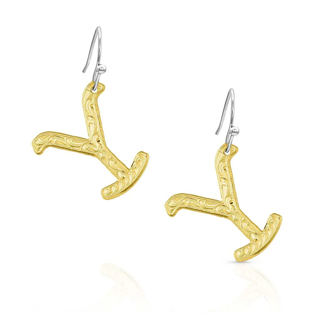 The Y Yellowstone Brand Earrings, Gold