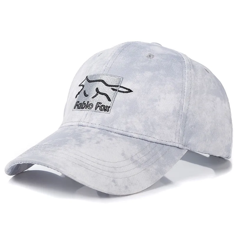 Tie Dye Printing Cap Cotton Fabio Fox Patch Fashion Baseball Cap Casual Adjustable Outdoor Streetwear Hat Cap