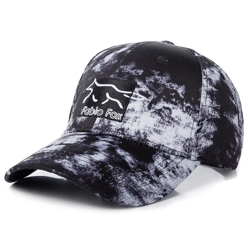 Tie Dye Printing Cap Cotton Fabio Fox Patch Fashion Baseball Cap Casual Adjustable Outdoor Streetwear Hat Cap