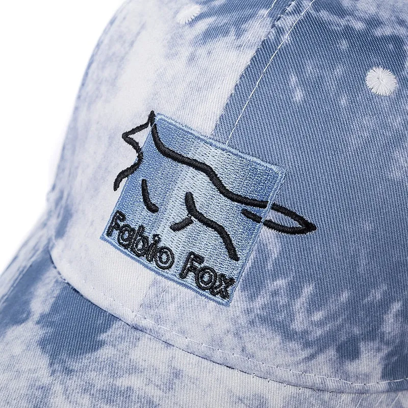 Tie Dye Printing Cap Cotton Fabio Fox Patch Fashion Baseball Cap Casual Adjustable Outdoor Streetwear Hat Cap