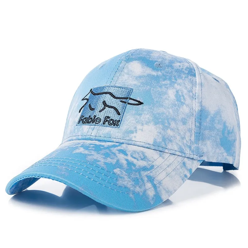 Tie Dye Printing Cap Cotton Fabio Fox Patch Fashion Baseball Cap Casual Adjustable Outdoor Streetwear Hat Cap