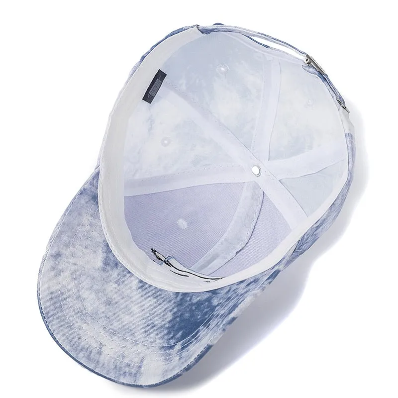 Tie Dye Printing Cap Cotton Fabio Fox Patch Fashion Baseball Cap Casual Adjustable Outdoor Streetwear Hat Cap