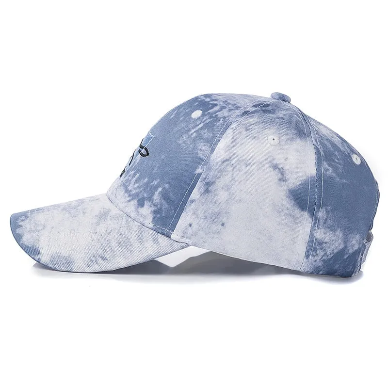 Tie Dye Printing Cap Cotton Fabio Fox Patch Fashion Baseball Cap Casual Adjustable Outdoor Streetwear Hat Cap