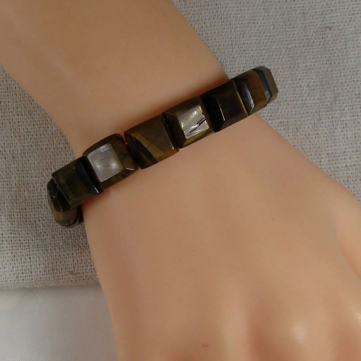 Tiger Eye Gemstone Stretch Cuff Bracelet