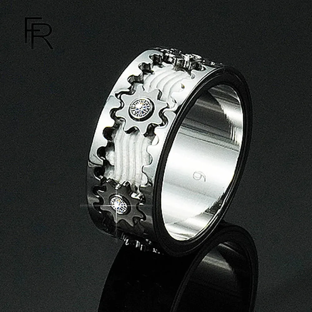 Time to Run Men's Ring Gear Rotatable Ring Ladies Personality Decompression Anxiety Ring