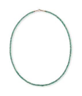 Tiny Beaded 14k Gold Necklace in Emerald